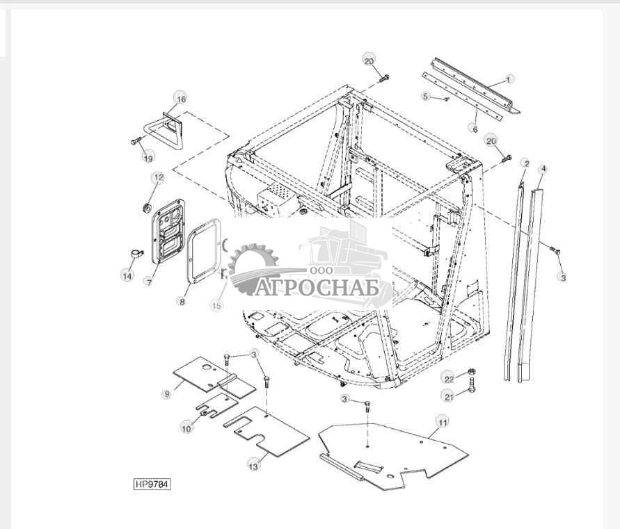 Задняя часть кабины, боковые и напольные панели 